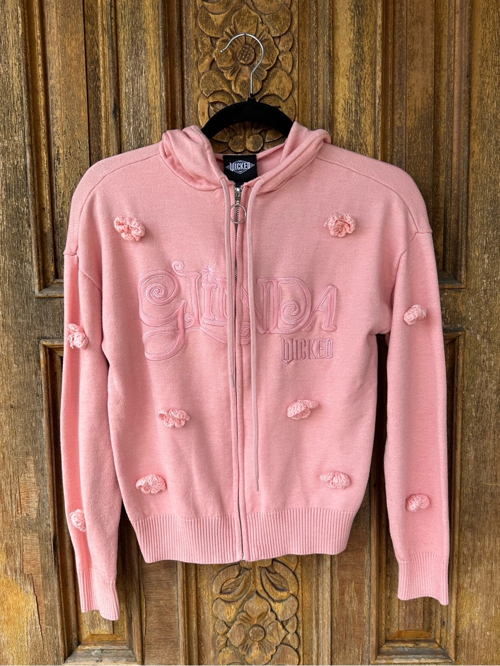 Wicked Glinda Zip Up Hoodie Sweater Pink Size Medium